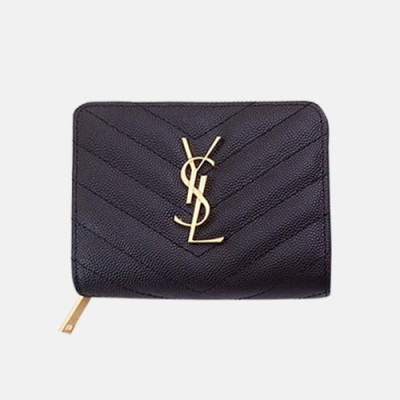 Saint Laurent 2019 Ladies Zip Card Case / Wallet 403723 - 입생로랑 여성용 지퍼 카드 케이스 / 반지갑 SLW0002. 12CM.블랙