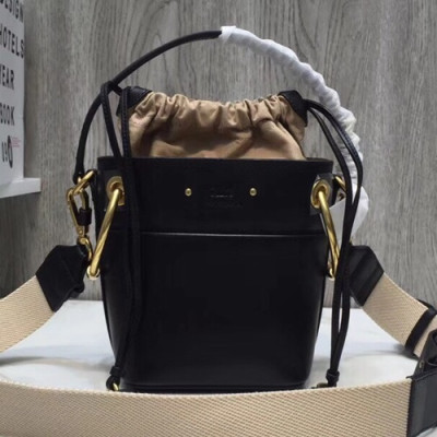 Chole 2019 Roy Leather Bucket Tote Shoulder Bag, 20/23cm -  끌로에 2019 로이 레더 버킷 토트 숄더백,CLB0096,20/23cm,블랙