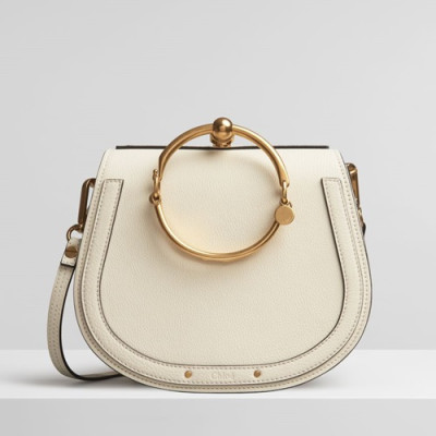 Chole 2019 Nile Large Leather Shoulder Bag, 24cm -  끌로에 2019 나일 라지 레더 숄더백,CLB0108,24cm,화이트