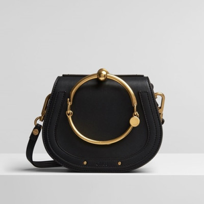 Chole 2019 Nile Small Leather Shoulder Bag, 19.5cm -  끌로에 2019 나일 스몰 레더 숄더백,CLB0109,19.5cm,블랙