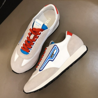 Prada 2019 Mm/Wm Casual Logo Leather Sneakers - 프라다 남자 캐쥬얼 로고 레더 스니커즈 Pra0607x.Size(225 - 265).화이트