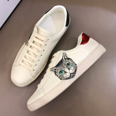 Gucci 2019 Mens Cat Printing Leather Sneakers - 구찌 남성 캐트 프린팅 레더 스니커즈 Guc01158x.Size(240 - 275).화이트