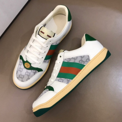 Gucci 2019 Mens Ace GG Leather Sneakers - 구찌 남성 에이스 GG 레더 스니커즈 Guc01163x.Size(240 - 270).그린