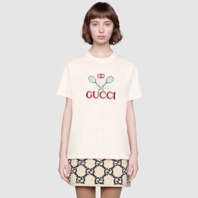 Gucci 2019 Mm/Wm Logo Cotton Short Sleeved Clothes - 구찌 남자 로고 코튼 반팔티 Guc01165x.Size(s - 2xl).화이트