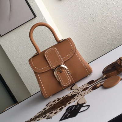 Delvaux 2019 Leather Tote Shoulder Bag,20CM - 델보 2019 레더 토트 숄더백,DVB0102.20CM,브라운