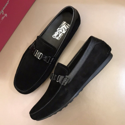 Ferragamo 2019 Mens Metal Logo Leather Loafer - 페라가모 남성 메탈 로고 레더 로퍼 Fer0276x.Size(240 - 270).블랙