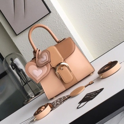 Delvaux 2019 Brillant Leather Tote Shoulder Bag,20CM - 델보 2019 브리앙 레더 토트 숄더백,DVB0158.20CM,베이지핑크+연브라운