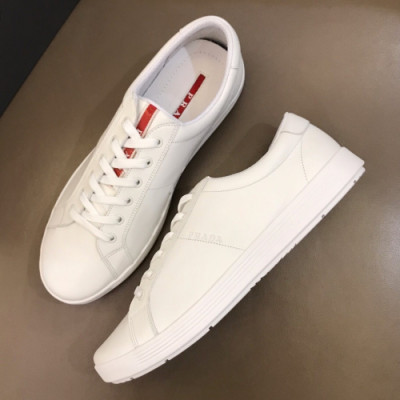 [베이직템]Prada 2019 Mens Business Logo Leather Sneakers - 프라다 남성 비지니스 로고 레더 스니커즈 Pra0620x.Size(240 - 265).화이트