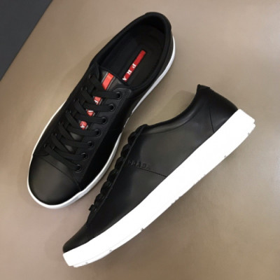 Prada 2019 Mens Business Logo Leather Sneakers - 프라다 남성 비지니스 로고 레더 스니커즈 Pra0621x.Size(240 - 265).블랙
