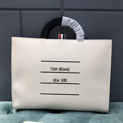 Thom Browne 2019 Leather Mens Business ,38cm - 톰브라운 2019 남성용 레더 서류가방 THOB0024,38cm,화이트+블랙