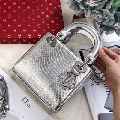 Dior 2019 Lady Dior Mini Tote Shoulder Bag,17CM - 디올 2019 레이디 디올 미니 토트 숄더백 DIOB0050,17CM,실버(은장)