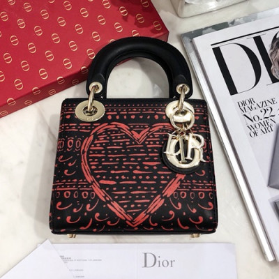 Dior 2019 Lady Dior Mini Tote Shoulder Bag,17CM - 디올 2019 레이디 디올 미니 토트 숄더백 DIOB0071,17CM,블랙(금장)