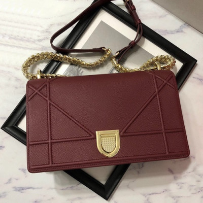 Dior 2019 Dior Rama Leather Chain Shoulder Bag ,25CM - 디올 2019 디올라마 레더 여성용 체인 숄더백,DIOB0152,25CM,와인