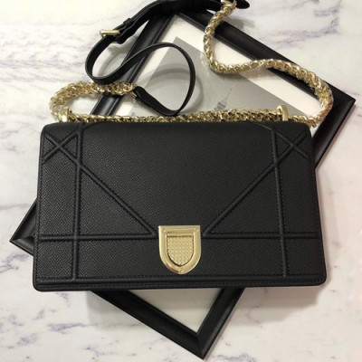 Dior 2019 Dior Rama Leather Chain Shoulder Bag ,25CM - 디올 2019 디올라마 레더 여성용 체인 숄더백,DIOB0153,25CM,블랙