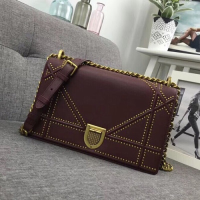 Dior 2019 Dior Rama Leather Chain Shoulder Bag ,25CM - 디올 2019 디올라마 레더 여성용 체인 숄더백 DIOB0157,25cm,와인