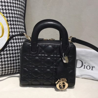 Dior 2019 Leather Tote Shoulder Bag ,19.5CM - 디올 2019 여성용 레더 토트 숄더백 DIOB0189,19.5cm,블랙