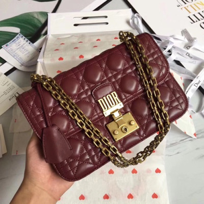 Dior 2019 Addict Leather Chain Shoulder Bag ,24CM - 디올 2019 어딕트 여성용 레더 체인 숄더백 DIOB0196,24cm,와인