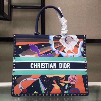 Dior 2019 Women Leather Book Tote Shopper Bag ,41.5CM - 디올 2019 여성용 레더 북 토트 쇼퍼백  DIOB0224,41.5CM,네이비