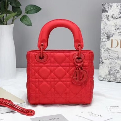 Dior 2019 Ultra-Matte Lady Tote Shoulder Bag,17CM - 디올 2019 울트라 매트 레이디 토트 숄더백 DIOB0228,17CM,레드