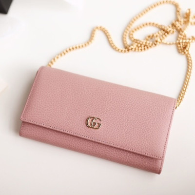 Gucci 2019 Marmont Leather Chain Wallet Cross Bag ,19CM - 구찌 2019 마몬트 레더 여성용 체인 월릿 크로스백,546585,GUB0561 ,19cm,연핑크