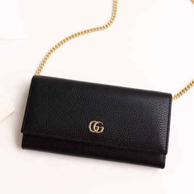 Gucci 2019 Marmont Leather Chain Wallet Cross Bag ,19CM - 구찌 2019 마몬트 레더 여성용 체인 월릿 크로스백,546585,GUB0562 ,19cm,블랙