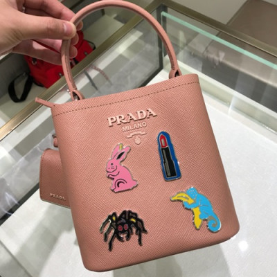 Prada 2019 Double Small Saffiano Tote Shoulder Bag,18cm - 프라다 2019 여성용 두블레 스몰 사피아노 토트 숄더백 ,1BA217-9,18cm,인디핑크