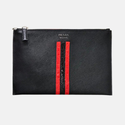 Prada 2019 Mens Clutch Bag,28CM - 프라다  2019 남성용 클러치백 2NG005-43,28CM,블랙