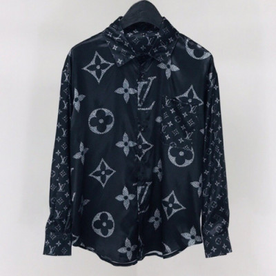 Louis vuitton 2019 Mens Initial Logo Silk Tshirt - 루이비통 남성 이니셜 로고 실크 셔츠 Lou01104x.Size(m - 2xl).블랙