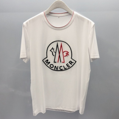 Mocler 2019 Mens Logo Cotton Short Sleeved T-shirt - 몽클레어 남성 로고 반팔티 Moc0505x.Size(m - 3xl).화이트