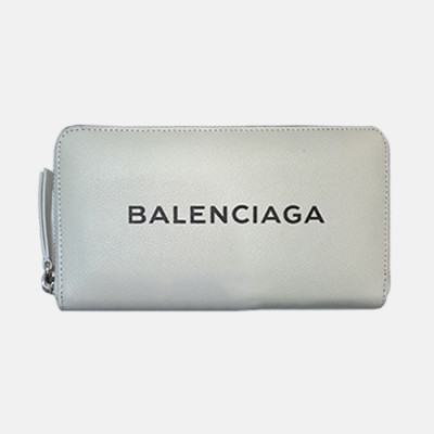 Balenciaga 2019 Leather Zip Round Wallet.19cm - 발렌시아가 2019 레더 남여공용 지퍼 라운드 장지갑 BGW0014.19cm,화이트
