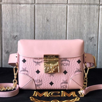 MCM Visetos 2019 Leather Belt Bag / Shoulder Bag,16.5cm - 엠씨엠 2019 여성용 비세토스 레더 벨트백/숄더백 MCMB0104, 16.5cm,핑크