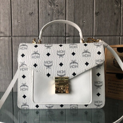 MCM 2019 Patricia Visetos Tote Shoulder Bag,27.5cm - 엠씨엠 2019 패트리샤 비세토스 여성용 토트 숄더백 MCMB0120, 27.5cm,화이트