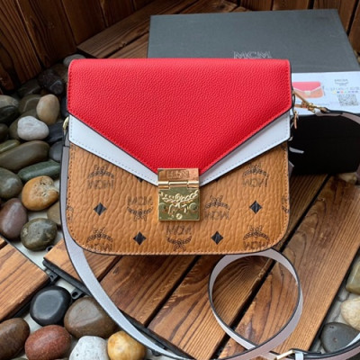 MCM 2019 Patricia Visetos Shoulder Bag,21cm - 엠씨엠 2019 패트리샤 비세토스 여성용 숄더백 MCMB0137, 21cm,레드+브라운