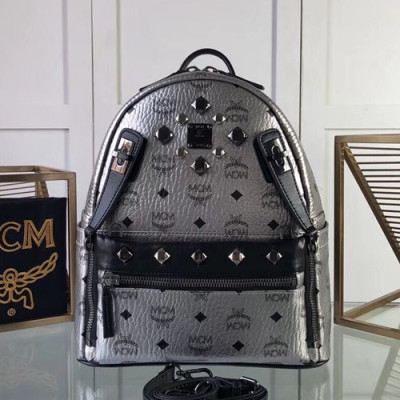 MCM 2019 Dual Stark Visetos Back Pack,26/34cm - 엠씨엠 2019 듀얼 스타크 비세토스 남여공용 백팩 MCMB0173, 26/34cm,실버