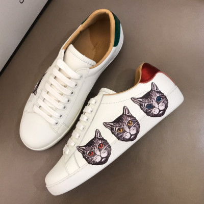 Gucci 2019 Mm/Wm Cat Printing Leather Sneakers - 구찌 남자 캐트 프린팅 레더 스니커즈 Guc01179x.Size(225 - 275).화이트