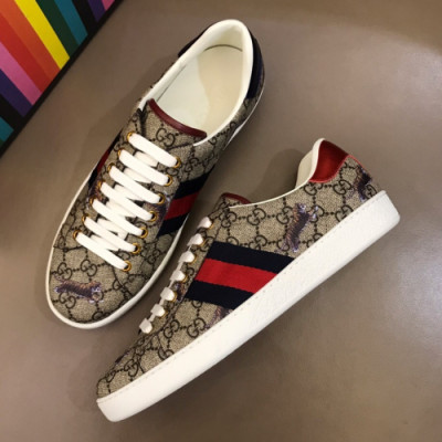 Gucci 2019 Mm/Wm Ophidia Ace Leather Sneakers - 구찌 남자 오피디아 에이스 레더 스니커즈 Guc01182x.Size(225 - 275).브라운