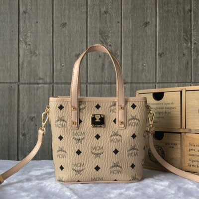 MCM Anya Visetos Mini Tote Shoulder Shopper Bag,18.5cm - 엠씨엠 여성용 Anya 비세토스 미니 토트 숄더 쇼퍼백 MCMB0217, 18.5cm,베이지