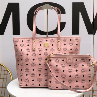 MCM Anya Visetos Tote Shoulder Shopper Bag,35cm - 엠씨엠 여성용 Anya 비세토스 토트 숄더 쇼퍼백 MCMB0233, 35cm,핑크