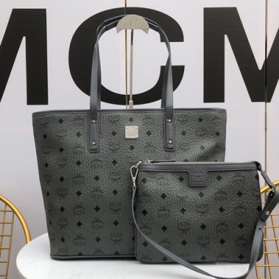 MCM Anya Visetos Tote Shoulder Shopper Bag,35cm - 엠씨엠 여성용 Anya 비세토스 토트 숄더 쇼퍼백 MCMB0235, 35cm,그레이