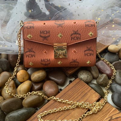 MCM 2019 Millie Visetos Chain Shoulder Cross Bag,18.5/23.5cm - 엠씨엠 2019 여성용 밀리 비세토스 체인 숄더 크로스백 MCMB0257, 18.5/23.5cm,브릭브라운