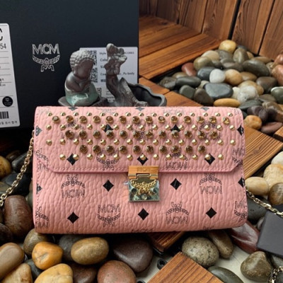 MCM 2019 Millie Visetos Chain Shoulder Cross Bag,23.5cm - 엠씨엠 2019 여성용 밀리 비세토스 체인 숄더 크로스백 MCMB0259, 23.5cm,핑크