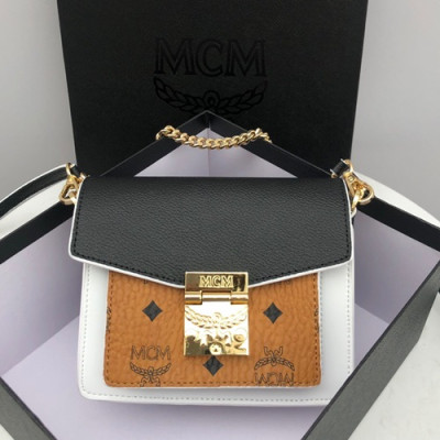 MCM 2019 Millie Visetos Shoulder Cross Bag,21cm - 엠씨엠 2019 여성용 밀리 비세토스 숄더 크로스백 MCMB0286, 21cm,브라운+블랙