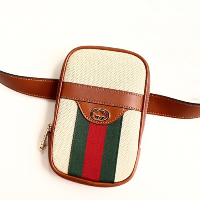 Gucci 2019 Vintage Canvas Belt Bag / iPhone Case ,17.5CM - 구찌 2019 빈티지 캔버스 남여공용 벨트백 / 아이폰 케이스,581519,GUB0586,17.5CM,베이지+브라운