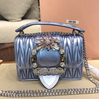 MiuMiu 2019 Lady Shoulder Cross Bag,20cm - 미우미우 2019 레이디 숄더 크로스백,5BD084 , MIUB0019, 20cm,블루