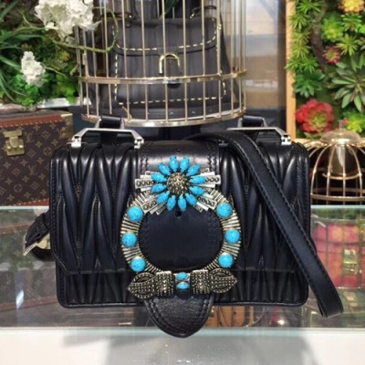 MiuMiu 2019 Lady Shoulder Cross Bag,22.5cm - 미우미우 2019 레이디 숄더 크로스백,5BH609 , MIUB0060, 22.5cm,블랙