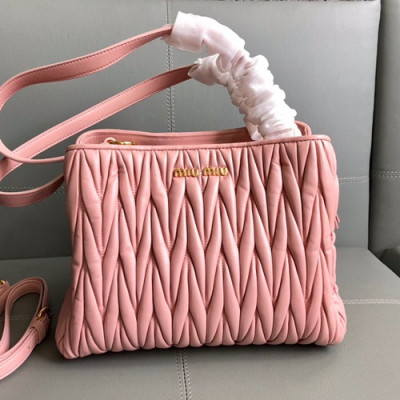 MiuMiu 2019 Matelasse Tote Shoulder Cross Bag,27cm - 미우미우 2019 마틀라세 토트 숄더 크로스백,5BG103, MIUB0065 , 27cm,핑크