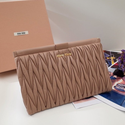 MiuMiu 2019 Women Clutch Bag,28cm - 미우미우 2019 여성용 클러치백,MIUB0081 , 28cm,베이지핑크