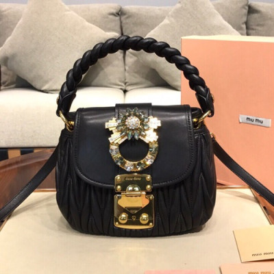 MiuMiu 2019 Matelasse Coffer Tote Shoulder Cross Bag,24cm - 미우미우 2019 마틀라세 코퍼 토트 숄더 크로스백,5BH111, MIUB0094 , 24cm,블랙