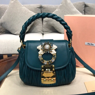 MiuMiu 2019 Matelasse Coffer Tote Shoulder Cross Bag,24cm - 미우미우 2019 마틀라세 코퍼 토트 숄더 크로스백,5BH111, MIUB0095 , 24cm,블루