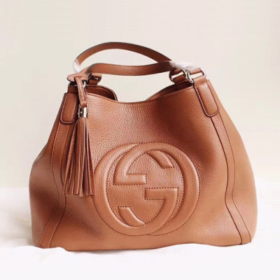 Gucci 2019 Soho Leather Women Tote Shoulder Bag,35CM - 구찌 2019 소호 레더 여성용 토트숄더백 282309,GUB0653,35cm,베이지브라운
